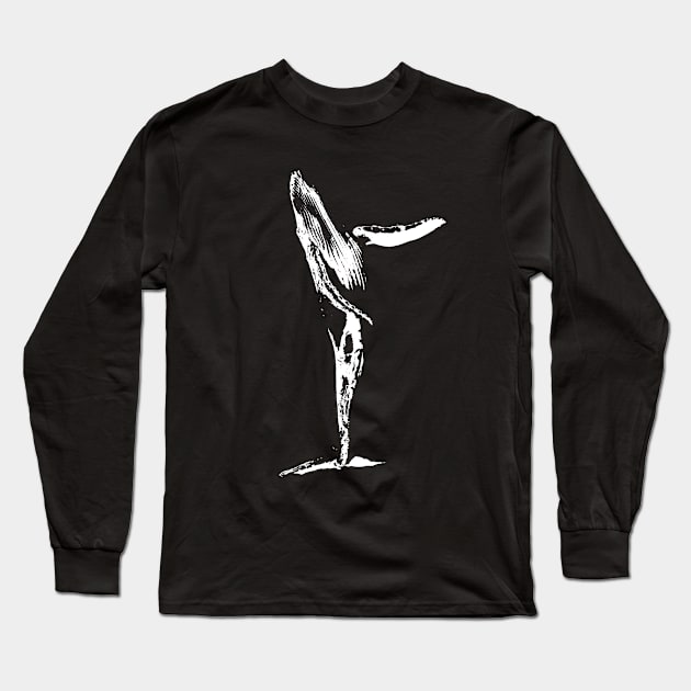 Humpback whale white Long Sleeve T-Shirt by wroxee